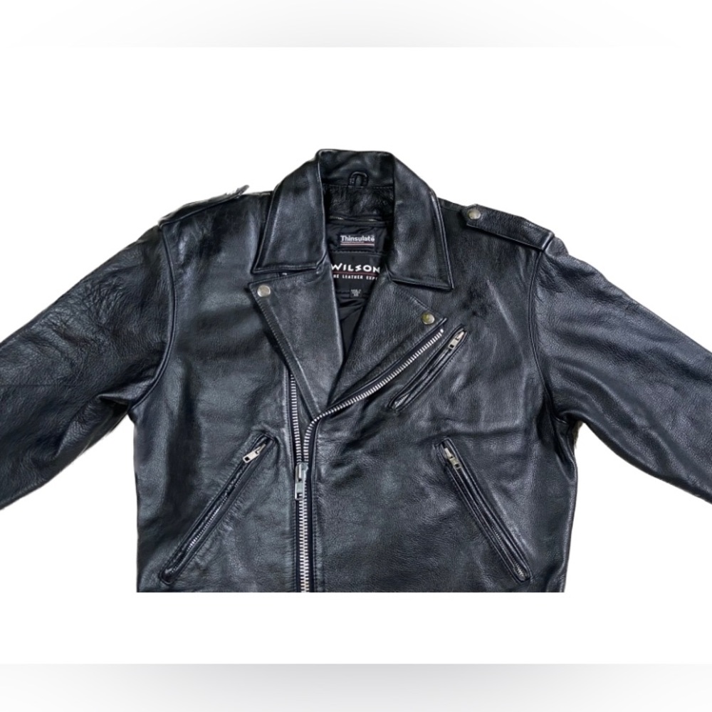 WILSON ❤️❤️ BIKERS LEATHER JACKET - Picture 3 of 14